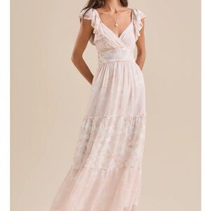 Altar'd State Blush Maxi Dress with Ruffles